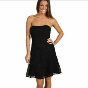 Lilly Pulitzer Vicki Boho Eyelet Crochet Lace Strapless Dress Black Sz 6